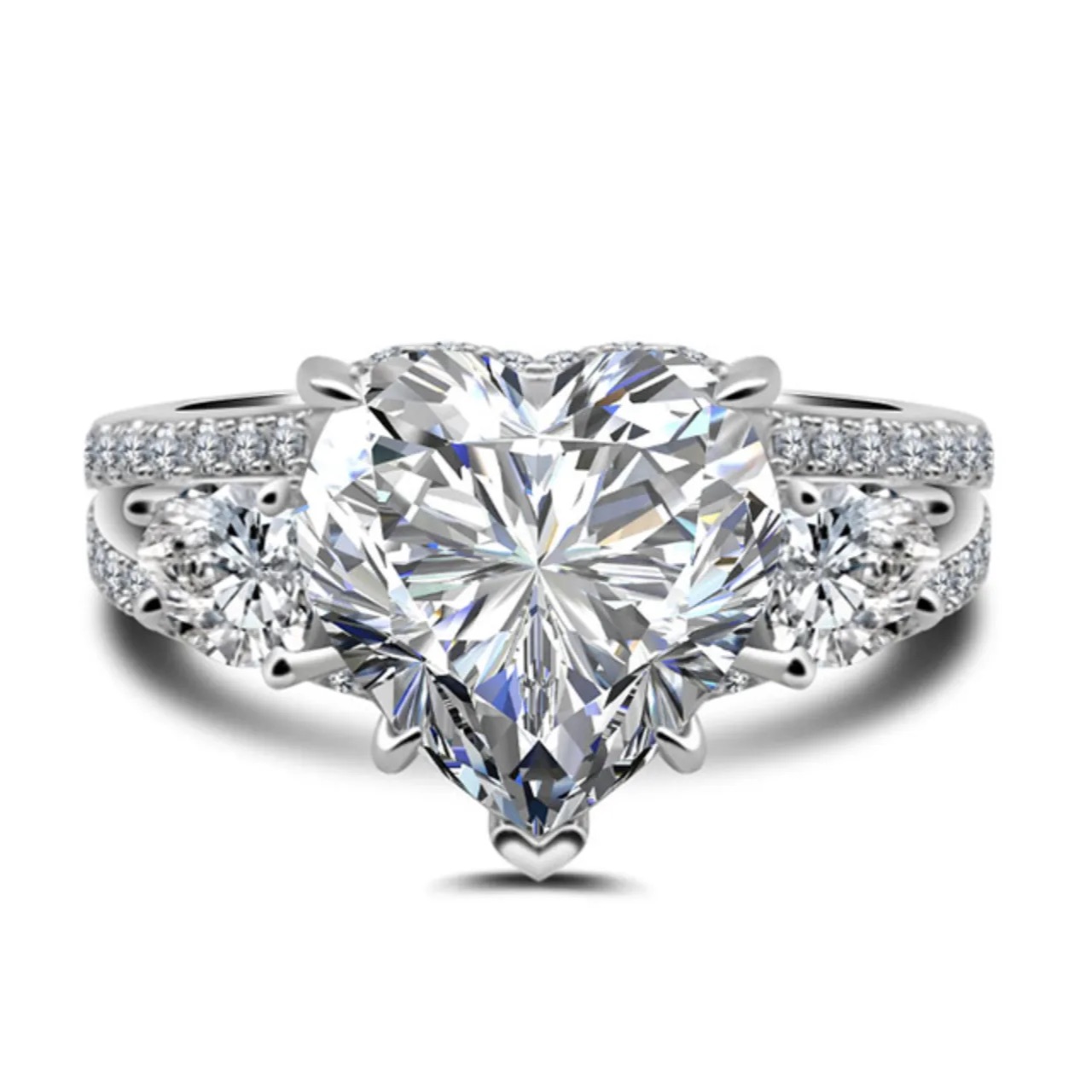 [Copy]2Ct Deluxe Full Pave Rose Gold Engagement Ring in Sterling Silver