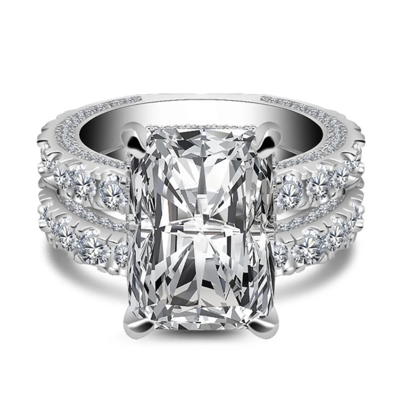 7Ct Radiant Cut Full Eternity Bridal Set in Sterling Silver