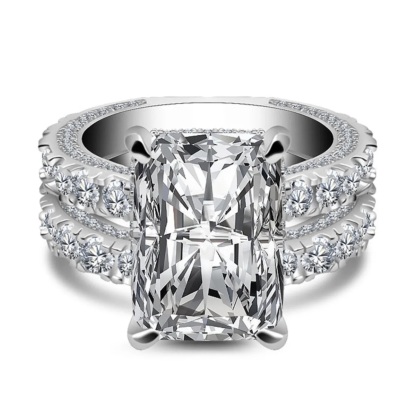 7Ct Radiant Cut Full Eternity Bridal Set in Sterling Silver