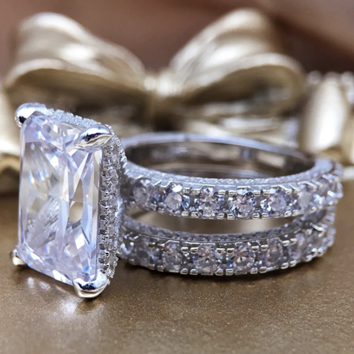 7Ct Radiant Cut Full Eternity Bridal Set in Sterling Silver