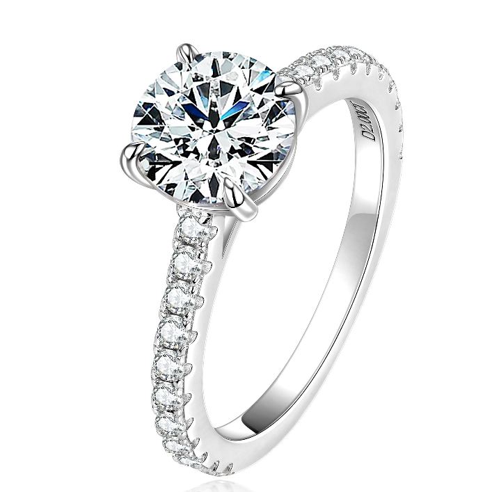 [Copy]1Ct Moissanite Round Cut Pave Luxury Design Engagement Ring in Sterling Silver
