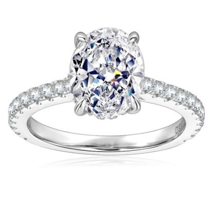 [Copy]2Ct Moissanite Round Cut Pave Romantic Design Engagement Ring in Sterling Silver