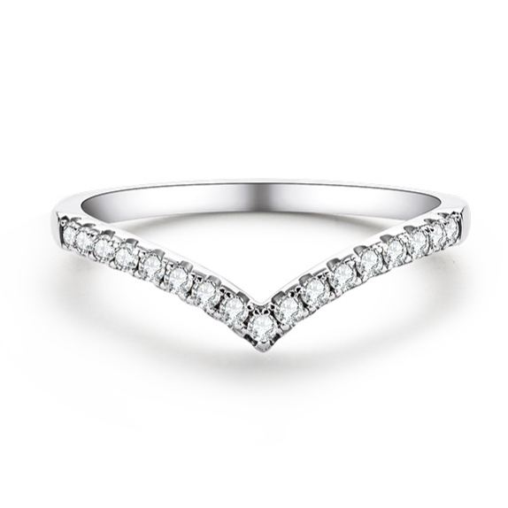 [Copy]Moissanite Elegant Minimalist Half Eternity Wedding Band Ring In Sterling Silver