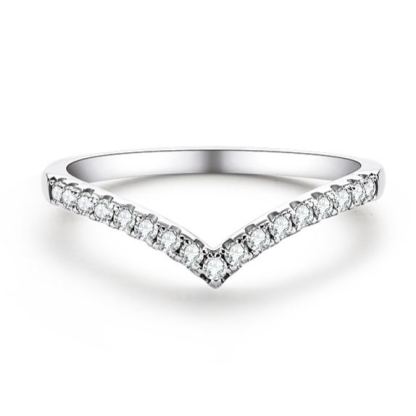 [Copy]Moissanite Elegant Minimalist Half Eternity Wedding Band Ring In Sterling Silver