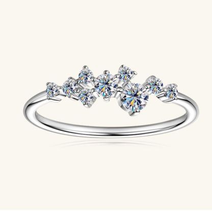 Moissanite Starry Sky Wedding Band Ring In Sterling Silver