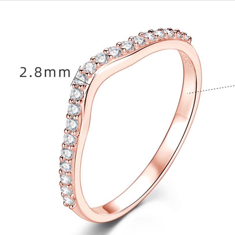 Moissanite Stackable Wedding Band Ring In Sterling Silver