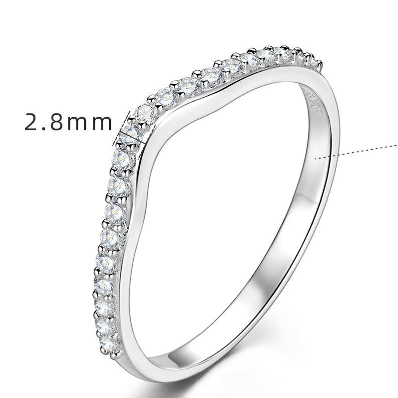 Moissanite Stackable Wedding Band Ring In Sterling Silver