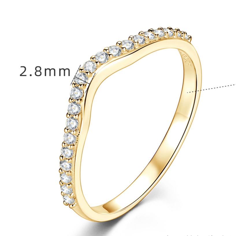 Moissanite Stackable Wedding Band Ring In Sterling Silver