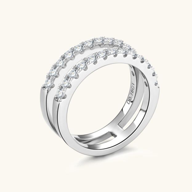 [Copy]Moissanite Stackable Wedding Band Ring In Sterling Silver