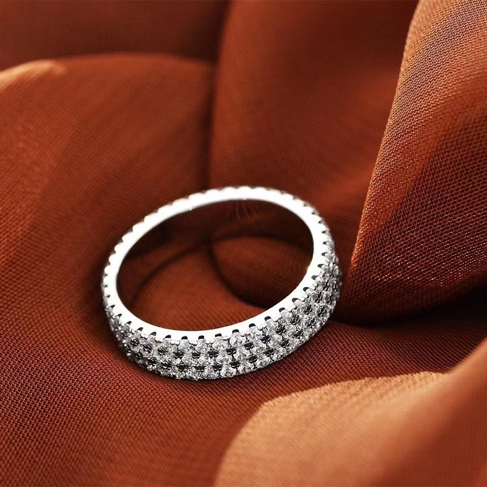 Luxury Pave Eternity Wedding Band For Women-Sterling Silver-lornajewelry