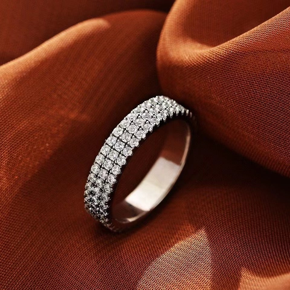 Luxury Pave Eternity Wedding Band For Women-Sterling Silver-lornajewelry