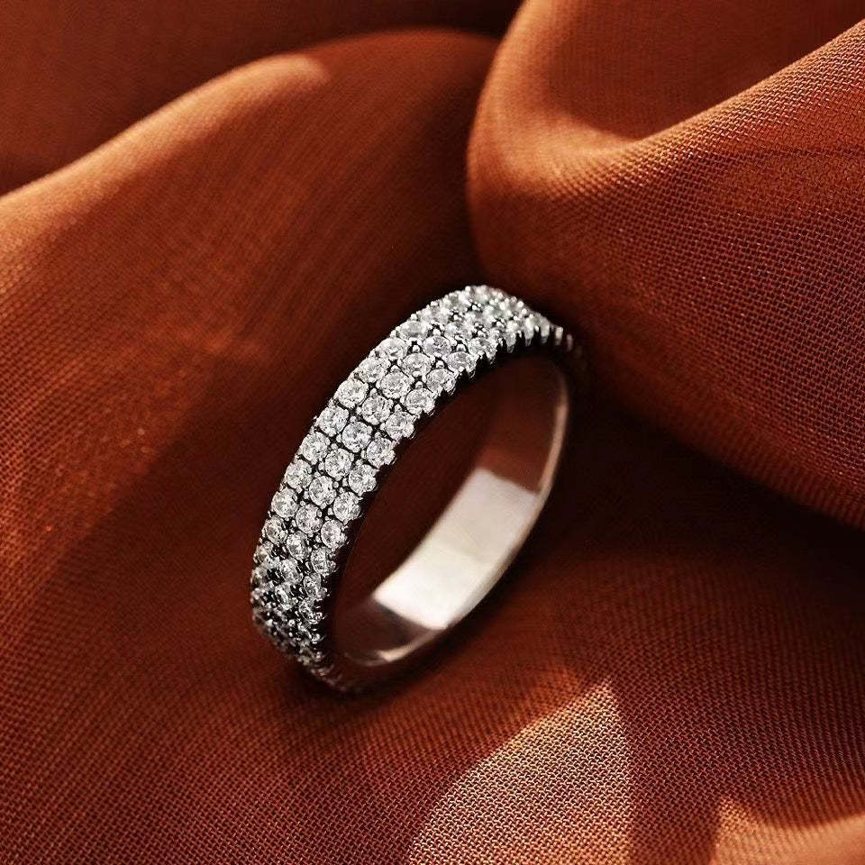 Luxury Pave Eternity Wedding Band For Women-Sterling Silver-lornajewelry