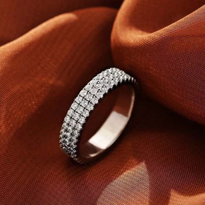 Luxury Pave Eternity Wedding Band For Women-Sterling Silver-lornajewelry