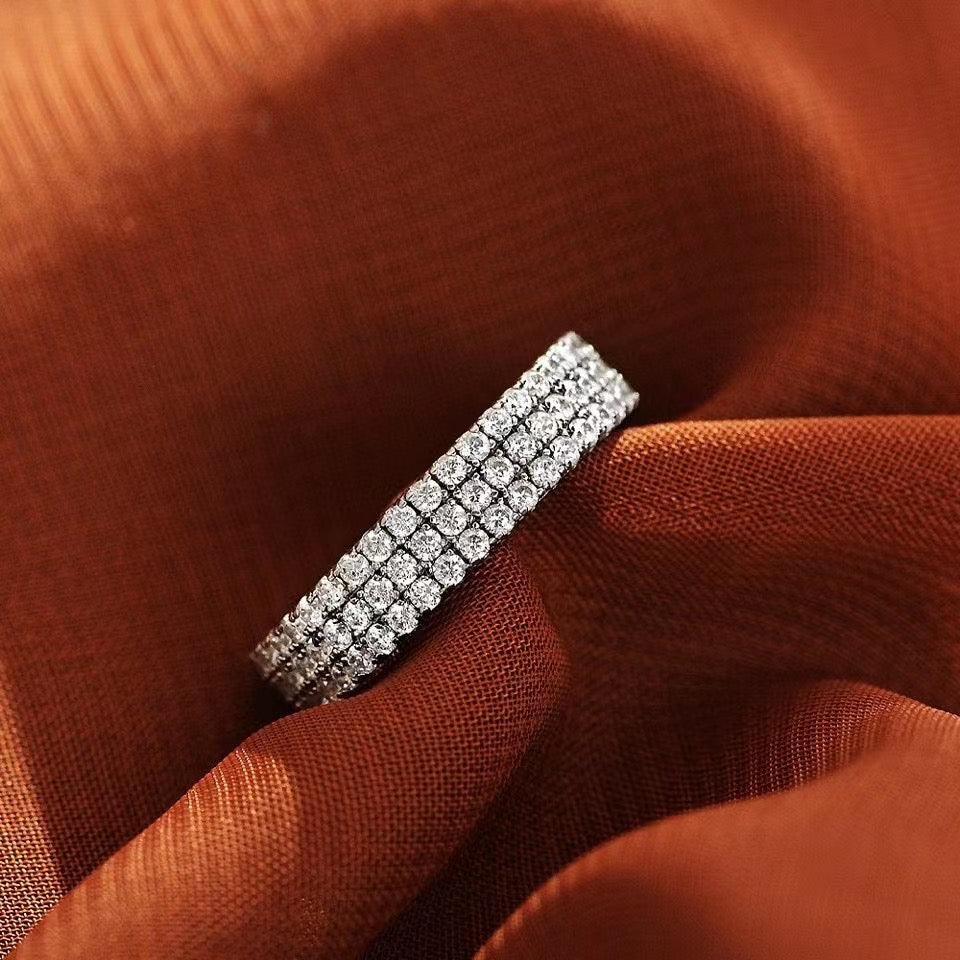 Luxury Pave Eternity Wedding Band For Women-Sterling Silver-lornajewelry