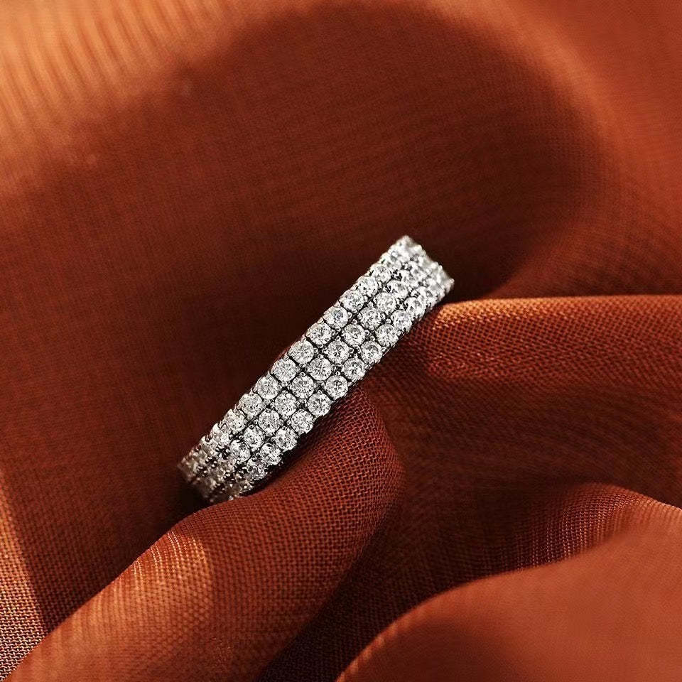 Luxury Pave Eternity Wedding Band For Women-Sterling Silver-lornajewelry