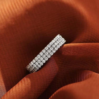 Luxury Pave Eternity Wedding Band For Women-Sterling Silver-lornajewelry