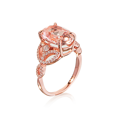 5.5Ct Pink Oval Cut Halo Setting Rose Gold Ring