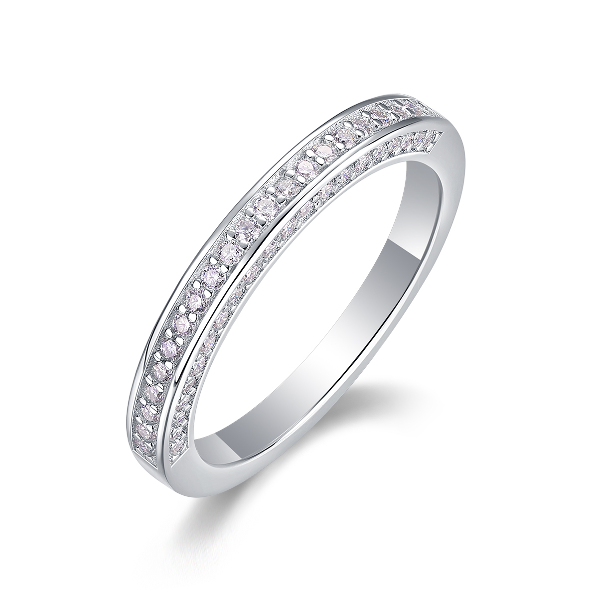 Moissanite Bezel Classic Design Women's Wedding Band In Sterling Silver-Sterling Silver-lornajewelry
