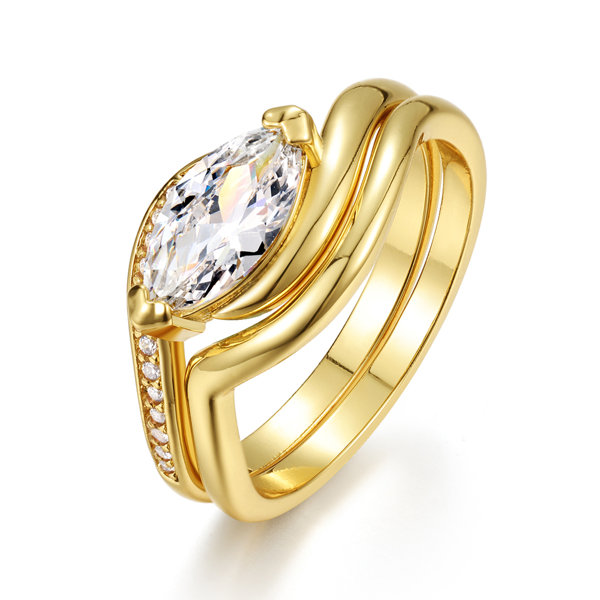 1.0Ct Moissanite Marquise Cut Timeless Wedding Set in Sterling Silver-Sterling Silver-lornajewelry