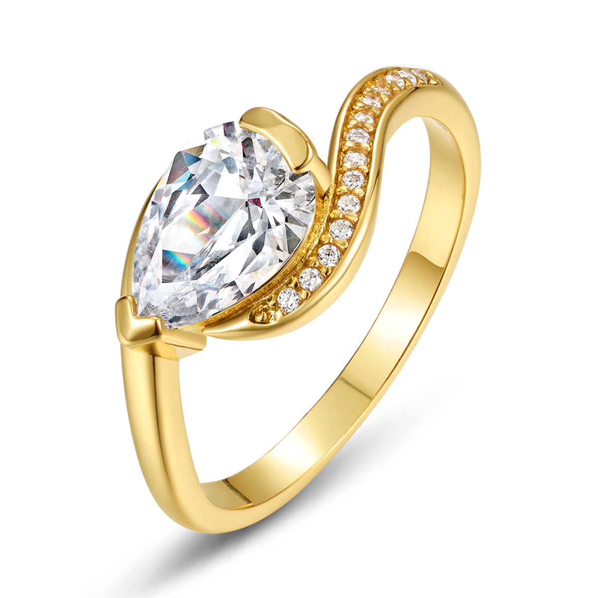 1.5Ct Moissanite Pear Cut Infinity Romantic Design Engagement Ring in Sterling Silver-Sterling Silver-lornajewelry