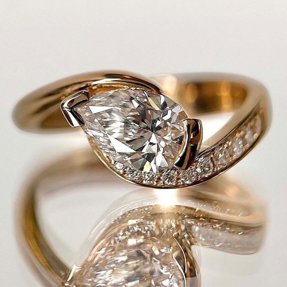 1.5Ct Moissanite Pear Cut Infinity Romantic Design Engagement Ring in Sterling Silver-Sterling Silver-lornajewelry