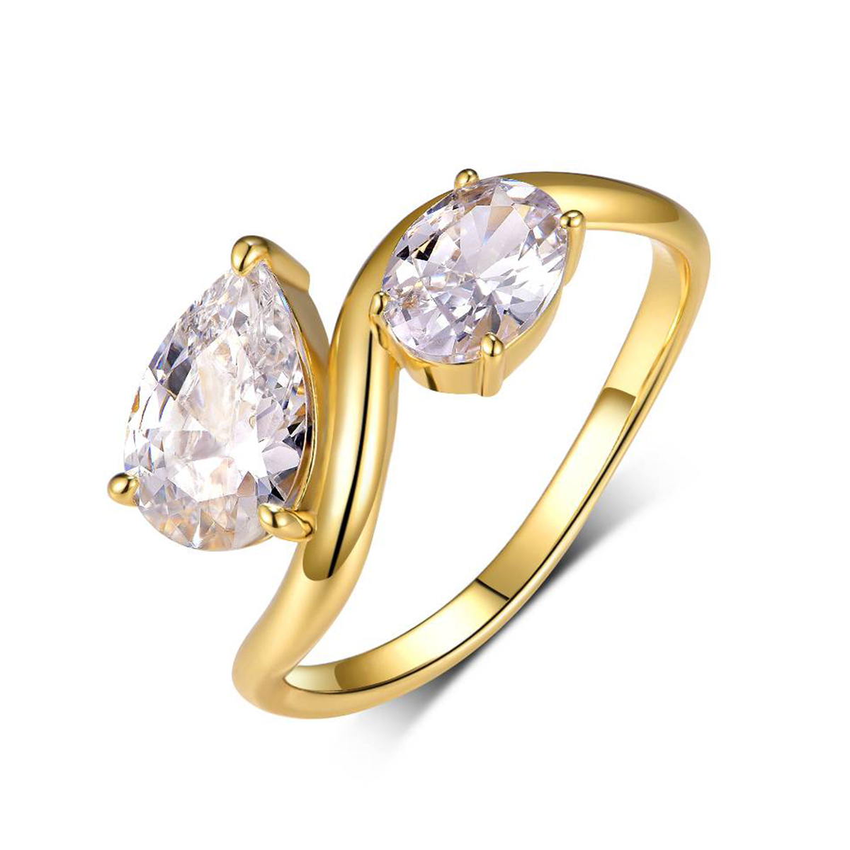 2.5Ct Moissanite Pear Oval Cut Two Stone Elegant Engagement Ring in Sterling Silver-Sterling Silver-lornajewelry