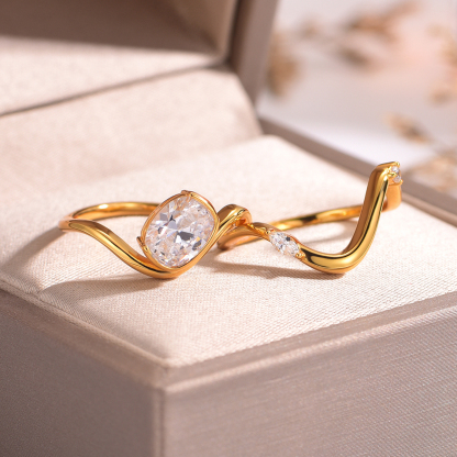 2.0Ct Moissanite Cushion Cut Elegant Wedding Set in Sterling Silver-Sterling Silver-lornajewelry