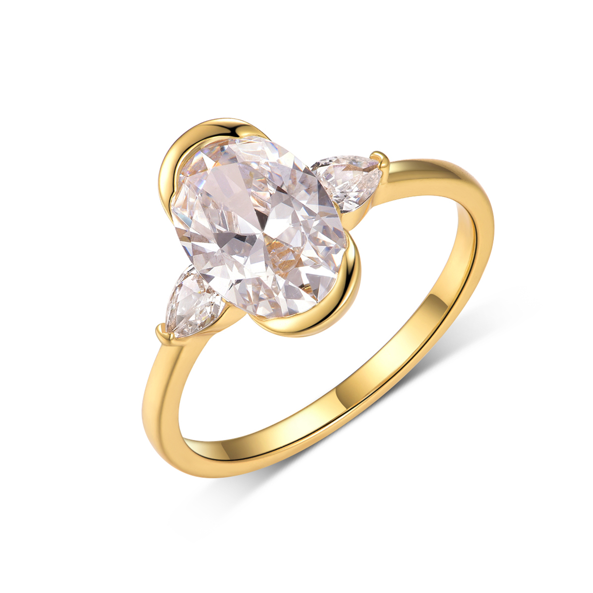2.5Ct Moissanite Oval Cut Side Stone Luxurious Design Engagement Ring in Sterling Silver-Sterling Silver-lornajewelry