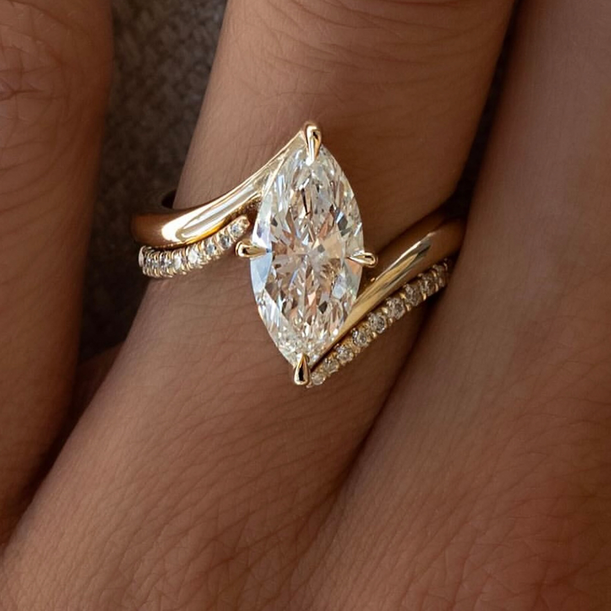 3.0Ct Moissanite Marquise Cut Exquisite Luxury Wedding Set in Sterling Silver-Sterling Silver-lornajewelry
