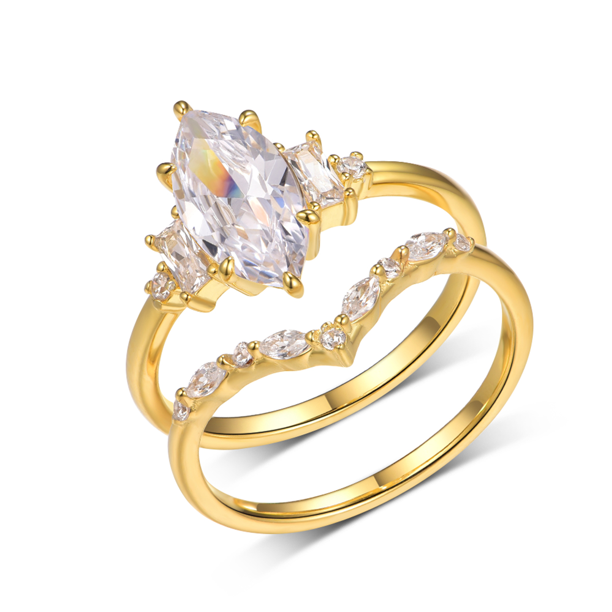 2.0Ct Moissanite Marquise Cut Refined Wedding Set in Sterling Silver-Sterling Silver-lornajewelry