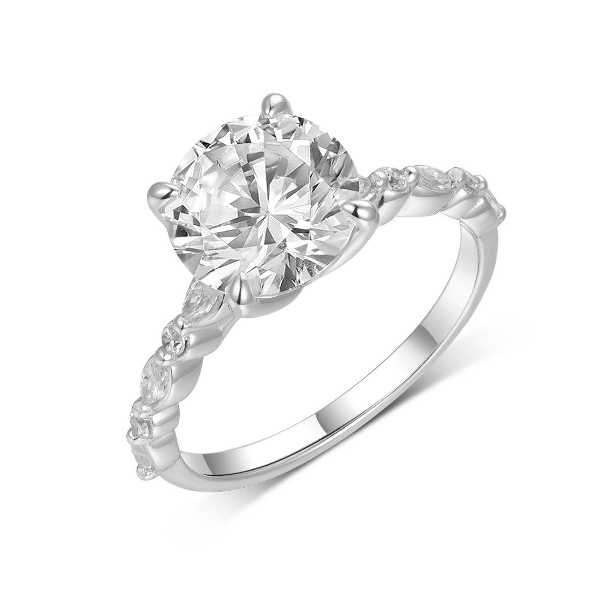 3Ct Moissanite Floral Bloom Luxury Pave Engagement Ring in Sterling Silver-Sterling Silver-lornajewelry