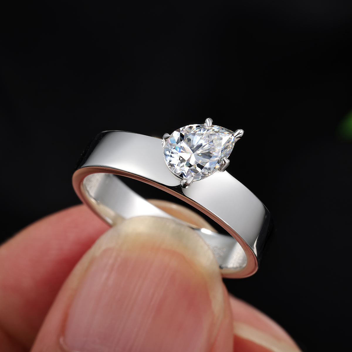 0.8Ct Moissanite Pear Cut Timeless Design Solitaire Engagement Ring in Sterling Silver-Sterling Silver-lornajewelry