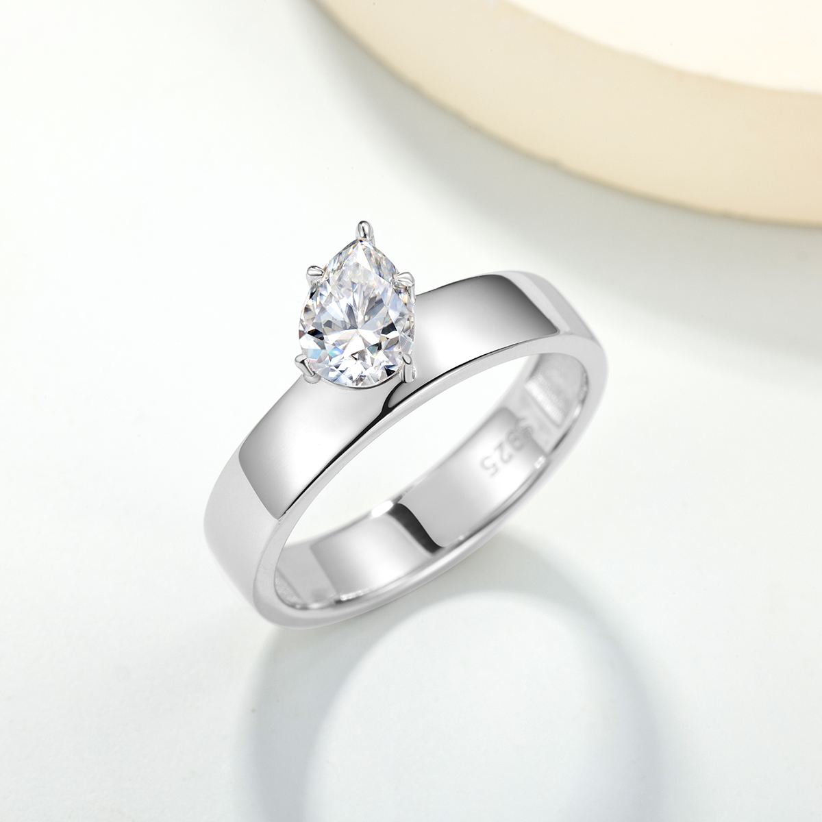 0.8Ct Moissanite Pear Cut Timeless Design Solitaire Engagement Ring in Sterling Silver-Sterling Silver-lornajewelry