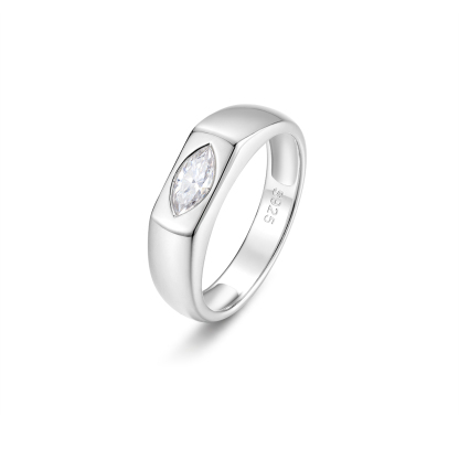 0.4Ct Moissanite Marquise Cut Bezel Dainty Design Engagement Ring in Sterling Silver-Sterling Silver-lornajewelry