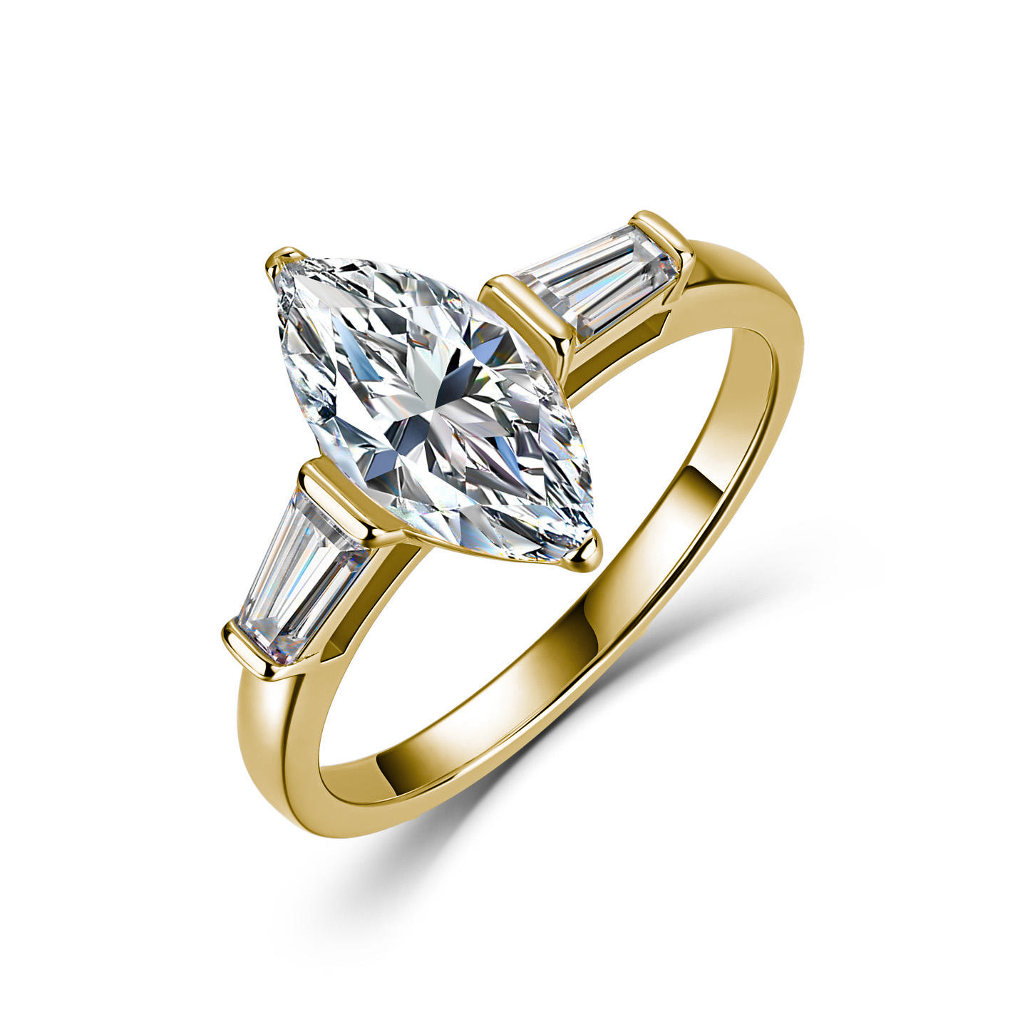 2.6Ct Moissanite Marquise Cut Three Stone Engagement Ring in Sterling Silver-Sterling Silver-lornajewelry