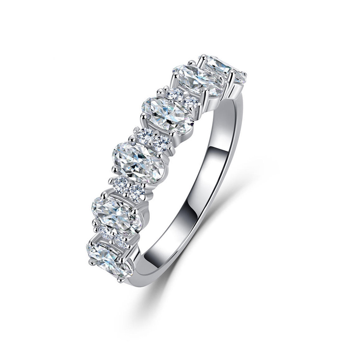 1.94Ct Moissanite Oval Cut Romantic Elegant Design Engagement Ring in Sterling Silver-Sterling Silver-lornajewelry