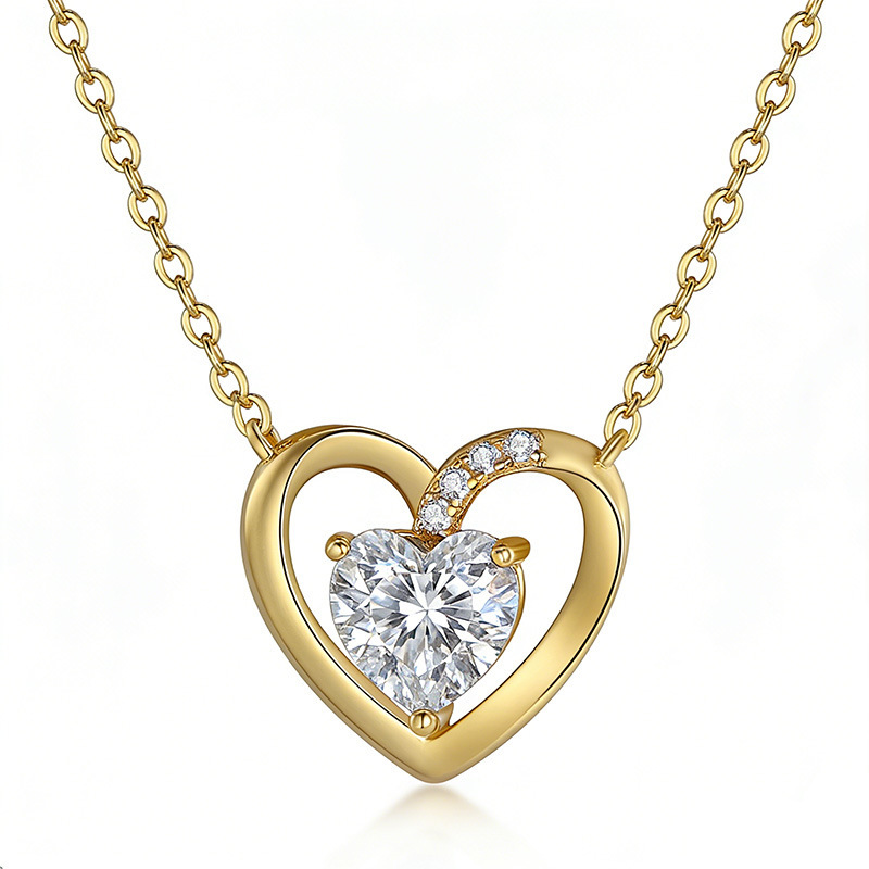 0.8 Carat Moissanite Heart Design Necklace in Sterling Silver