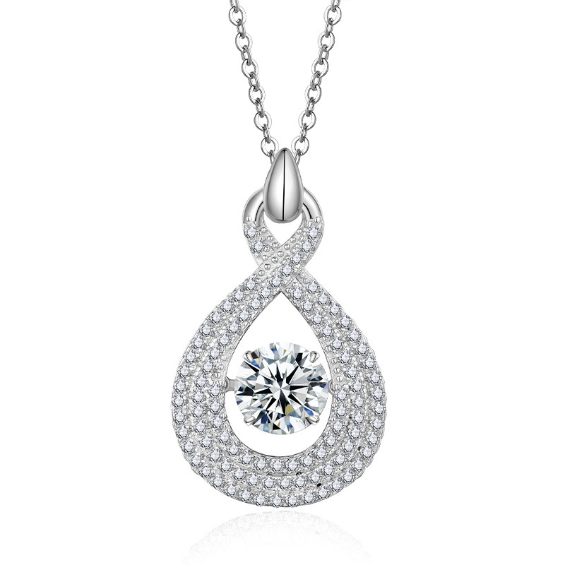 1.0 Carat Moissanite Elegant Design Necklace in Sterling Silver-Sterling Silver-lornajewelry