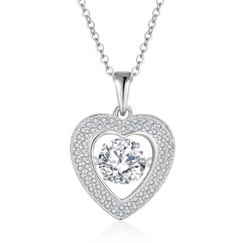 1.0 Carat Moissanite Heart Design Necklace in Sterling Silver-Sterling Silver-lornajewelry