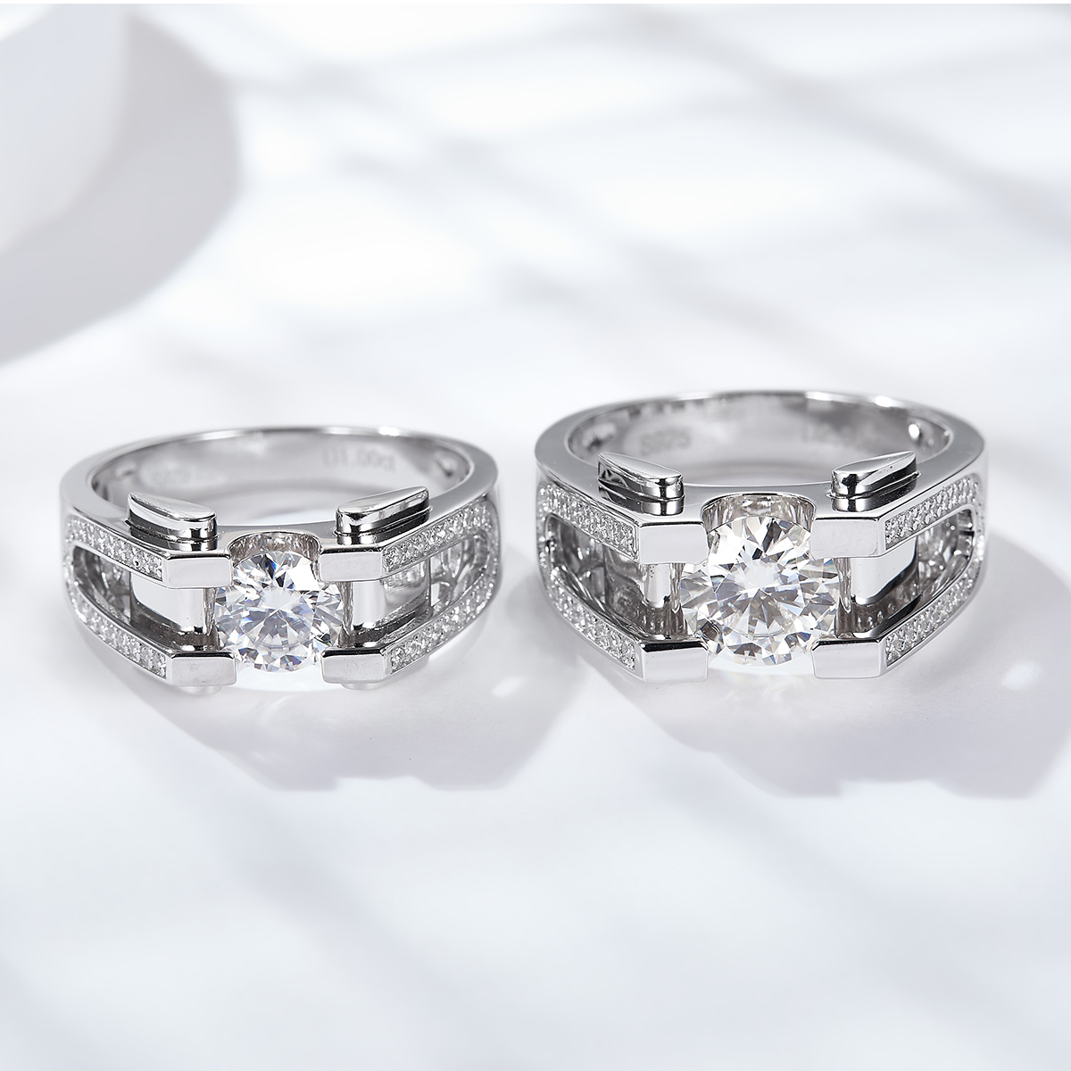 1/2Ct Moissanite Round Cut Premium Men's Engagement Ring in 925 Sterling Silver-Sterling Silver-lornajewelry