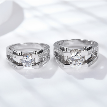 1/2Ct Moissanite Round Cut Premium Men's Engagement Ring in 925 Sterling Silver-Sterling Silver-lornajewelry