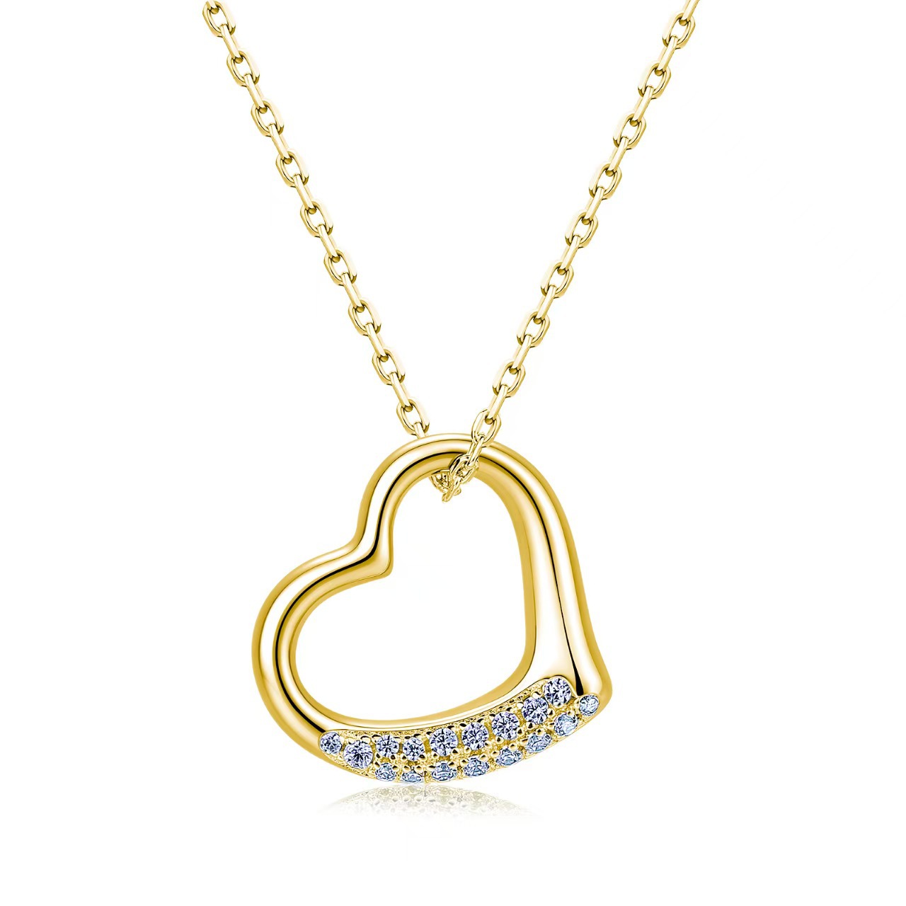 Moissanite Heart Design Necklace in Sterling Silver-Sterling Silver-lornajewelry