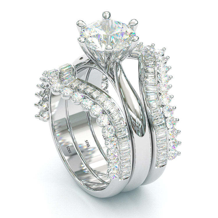 2Ct Round Cut Vintage Sterling Silver Wedding Ring Set-Sterling Silver-lornajewelry