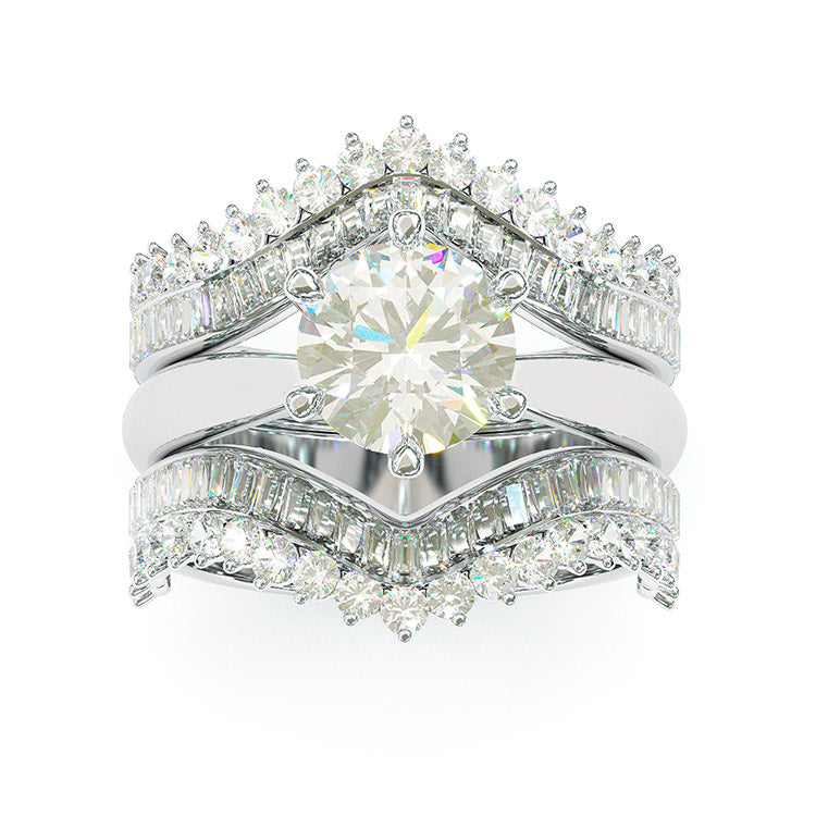 2Ct Round Cut Vintage Sterling Silver Wedding Ring Set-Sterling Silver-lornajewelry