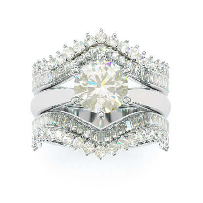 2Ct Round Cut Vintage Sterling Silver Wedding Ring Set-Sterling Silver-lornajewelry