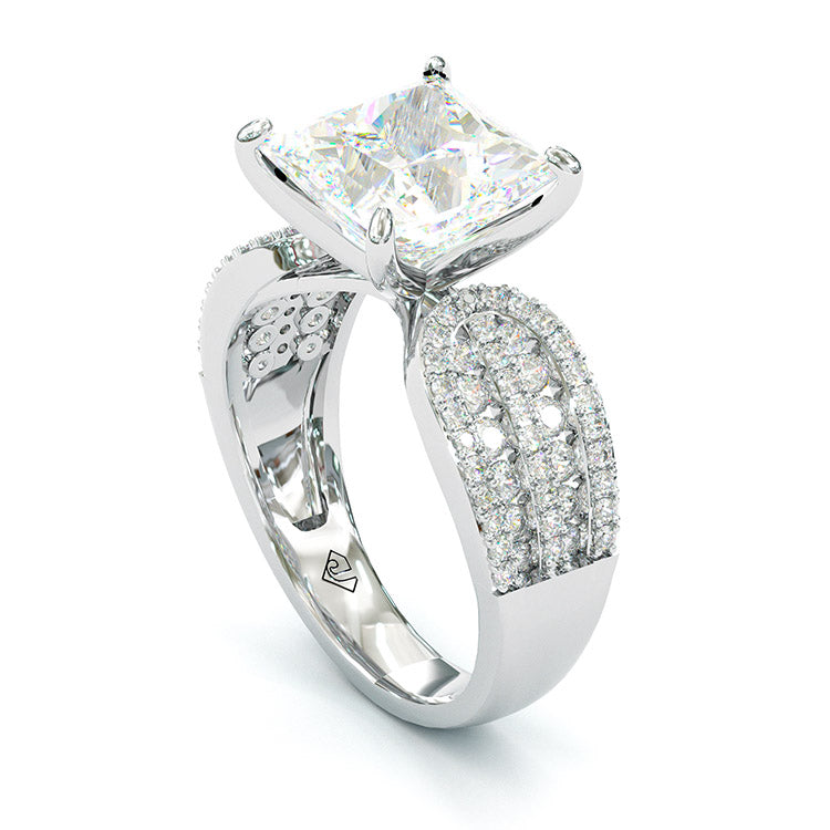 6Ct Classic Princess Sterling Silver Simple Style Egagement Ring-Sterling Silver-lornajewelry