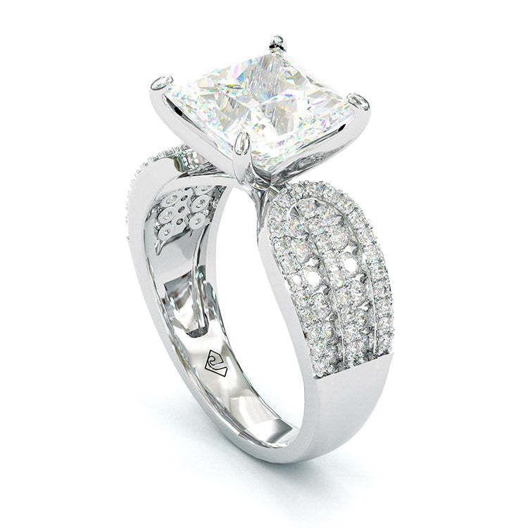 6Ct Classic Princess Sterling Silver Simple Style Egagement Ring-Sterling Silver-lornajewelry