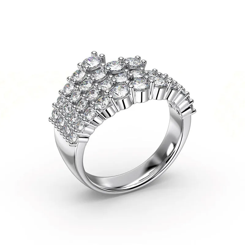 Fashion Round Cut Wedding Band-Sterling Silver-lornajewelry