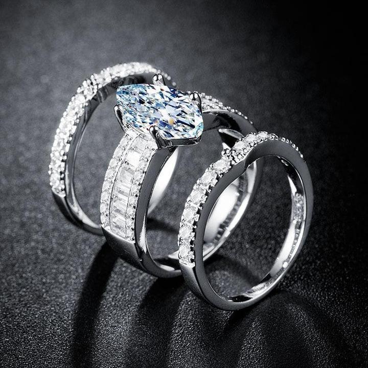 Highly Recommended | 3Ct Amazing Marquise Cut 3PCS Band Bridal Set