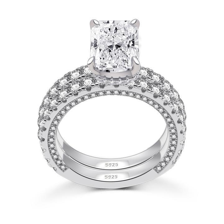 4Ct Radiant Cut Half Eternity Bridal Set